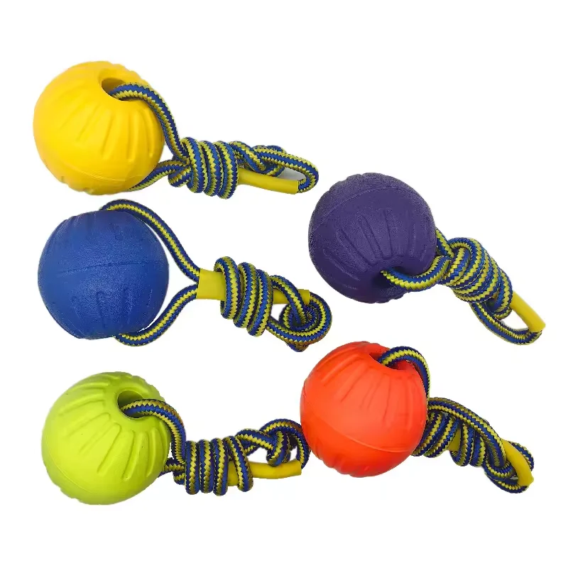 kf-Sa5ed21e20d4347cdbd1e1faf45614165Z 7/9cm Pet Balls Toy with Rope Interactive Outdoor Fitness Training Toys EVA Dog Chew Ball Toys Pet Summer Floating Toy - Image 1