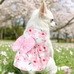 Pet Picks Summer Floral Print Dog Dress with Big Pink Bow, Sleeveless Pet Skirt for Small Puppy Cat Bichon Chihuahua Yorkie - Image 5