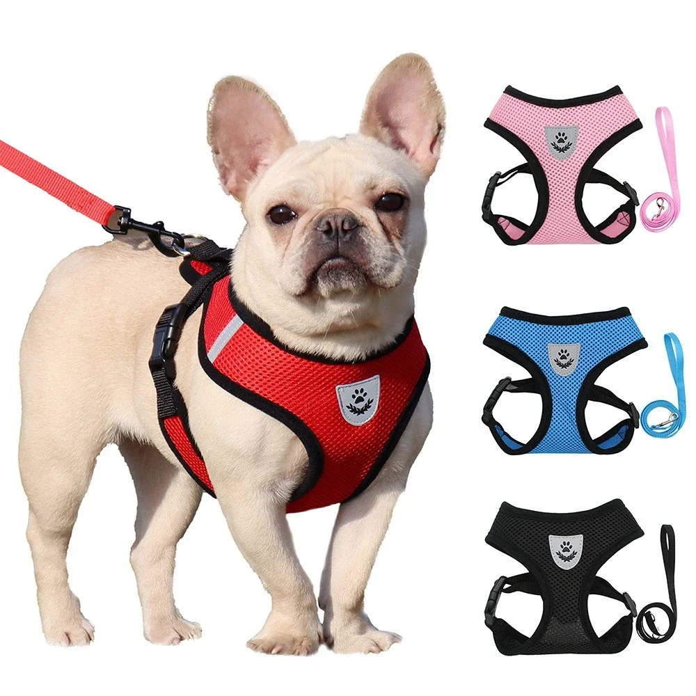 kf-Sa6f8d7d65d5d4c5f969bb5a1cf989a87x Summer Cat Dog Harness Lead Leash Adjustable Vest Polyester Mesh Breathable Harnesses Reflective for Small Dog Cat Lesah - Image 1