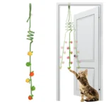 Hanging Cat Catnip Ball Toys with Bell Self Play Cat Teaser Retractable Toys Indoor Hanging Kicker Toy for Cat Kitten
