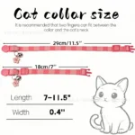 Pink Cat Collar with Bell,, Bow and Flower Pendant, Adjustable Kitten Collars ,Cute Pink Plaid and Bow Design - Image 2