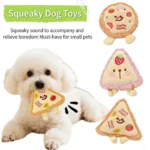 Pizza Squeaky Plush Dog Toy Pizza Shape Interactive Chew Toys for Puppies Small Dogs Anxiety Relief Boredom Relief