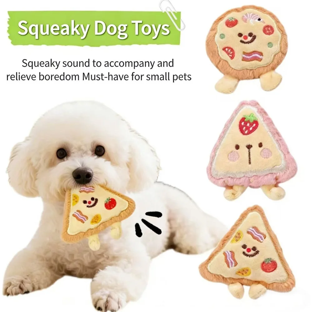 kf-Sa926f8abb34043689b7b5a037a636ee7B Pizza Squeaky Plush Dog Toy Pizza Shape Interactive Chew Toys for Puppies Small Dogs Anxiety Relief Boredom Relief - Image 1