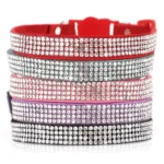 Soft Pink Suede Leather Cat Collar - Cute Bling Rhinestone Design, with Bell & Safety Breakaway Buckle, Adjustable XS/S Sizes - Image 3
