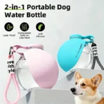 2-in-1 Portable Dog Water Bottle Foldable Silicone Dog Bowl Leak-proof Compact Travel Pet Feeding Bottle with Lanyard Hook - Image 4
