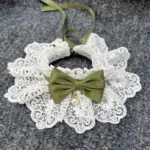 Pearl Dog Collar Jewelled Silk Wedding Cat Puppy Ribbon Scarf Pendant Pet Bows Necklace Satin New Kitten Accessories Bowtie Gift - Image 5