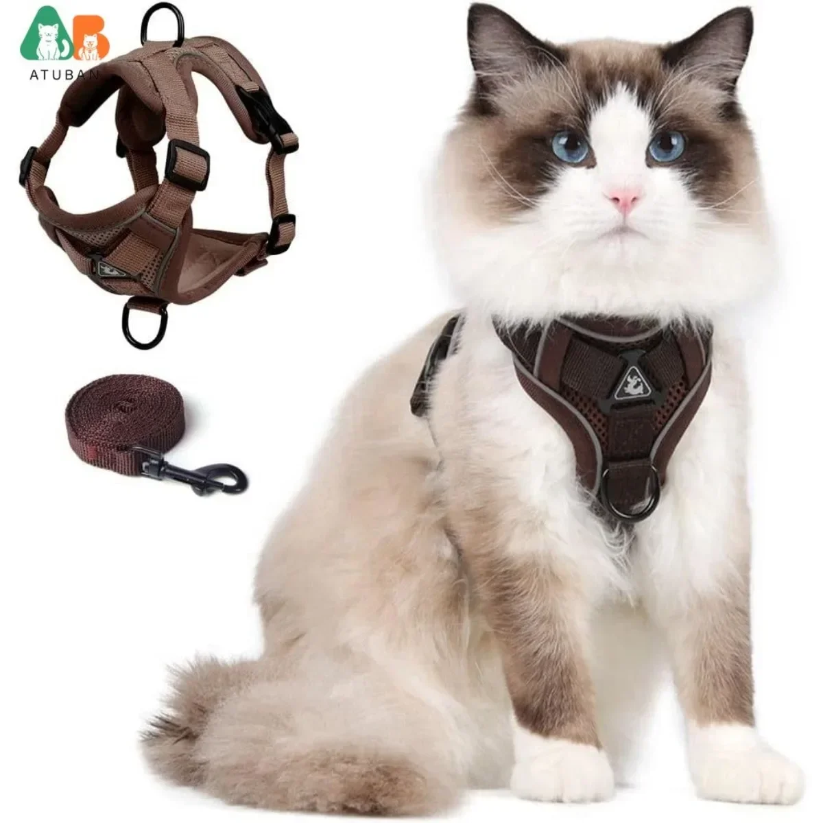 kf-Sab52be702fb84b66a852946eb349e2d9z Cat Harness and Leash Set for Small to Large Cats Adjustable Cat Vest Harness Reflective Trim Universal Cat Leash and Harness - Image 1
