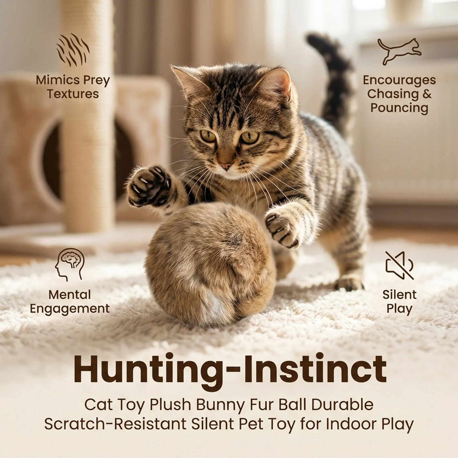 kf-Sacd412eaacc74da48774974b375709dbh 1/2/3/6pcs Rabbit Fur Ball Interactive Cat Toy Pet Product Containing Catnip Toy Ball Chasing Plush Toy Ball Cat Accessories 8cm - Image 1