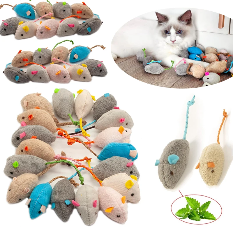 kf-Sad033a65b770446c8cd7e11f18f98386S 3/200pcs Rattle Cat Mouse Toys Also Prefilled Catnip Faux Fur Cat Mice Toys Interactive Cat Game Catnip Toys for Indoor Cats toy - Image 1