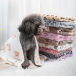 Soft Fluffy High Quality Pet Blanket Flannel Dog Sleeping Blanket Paw Print Pattern Pet Mat Warm Comfortable Blanket for Cat Dog