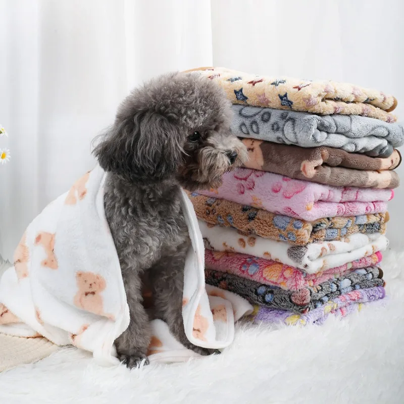 kf-Sae21b7d84407480d805cf8d790d93f845 Soft Fluffy High Quality Pet Blanket Flannel Dog Sleeping Blanket Paw Print Pattern Pet Mat Warm Comfortable Blanket for Cat Dog - Image 1