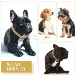 Pet Dog Collar Cat Cuban Chain Diamond Walking Metal Chain Collar with Design Secure Buckle Jewelry Accessories Cuban Collar - Image 4