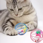 Funny Feather Mice Ball Cage For Kitten Creative Playing Toys Pet Products Play Cat Mouse Toy игрушки для кошек