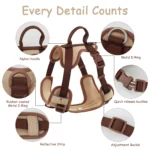 New Chocolate color luxury Dog Harness no pull for large Small dogs Adjustable Chest Strap dog harness personalized - Image 2