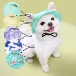 Summer Round Edged Pet Cat Dog Hat with Sunshade and Exposed Ears Adjustable Anti Pinch Dog Hat Cat Hat Pet Supplies