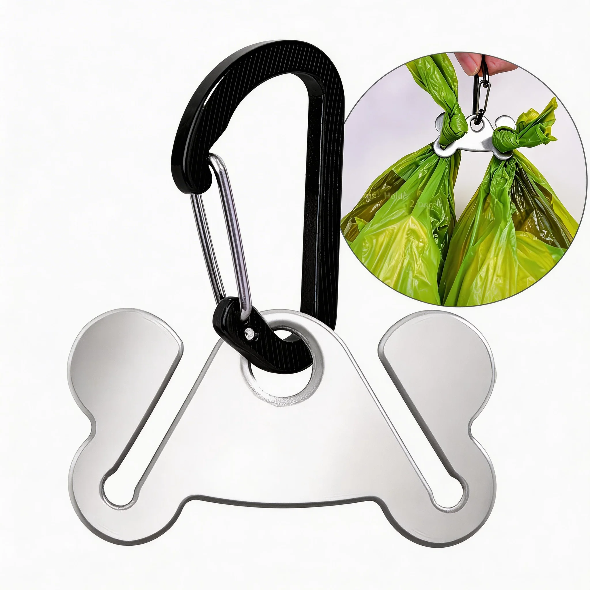 kf-Saff69da0222f441da191f80c26b5e164g Stainless Steel Dog Poop Bag Holder Carrier, Hands Free Waste Bag Holder With Clip,Dog Walking Dog Accessories Cleaning Supplies - Image 1