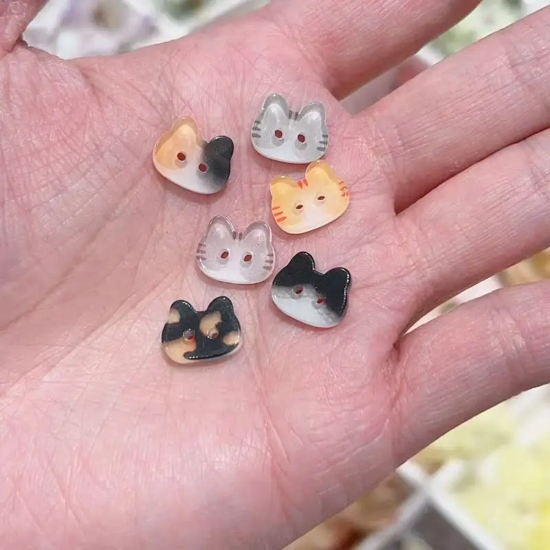 kf-Sb0a09517625c451e90140c5b523e5550g 20Pcs Cute Cat Two-eye Buttons 12/17mm Colourful Cartoon Cat Resin Buttons DIY Kids' Clothes Hats Socks Buttons - Image 1