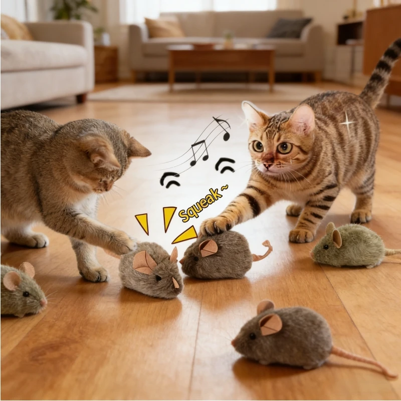 kf-Sb1a27f52951c42d2b154d6bae4869ecd5 Funny Plush Cat Toy Simulation Mouse Automatic Chirping Interactive Mice Cat Toy Bite Resistance Pet Cat Toys Kitten Supplies - Image 1
