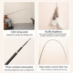 Extended Telescopic Cat Stick Cat Toys 1.8m Scratch Resistant Pet Accessories Telescopic Fishing Rod with Feather for Active Cat - Image 4
