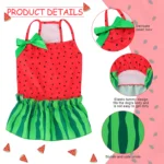 Dog Dress with Bow Summer Clothes Cute Small Dogs Skirt Suspender Watermelon Pattern Pet Clothing Puppy Dresses Cat Costumes - Image 3
