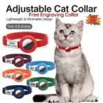 Fashion AirTag Cat Collar Elastic Customized Name Tag Tracker GPS Case Holder Anti-Loss Adjustable Pet ID Cute Dog Kitten Collar