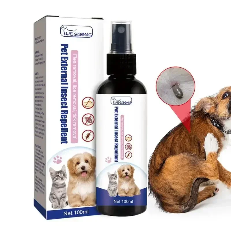 kf-Sb6e23bb8529d4f7fbaedd97749722cd8H Pet Dog Cat Anti Flea Drops 100ml Insectcide Flea Lice Insect Remover Spray Flea And Tick Concentrate Formula Pet Flea Remover - Image 1