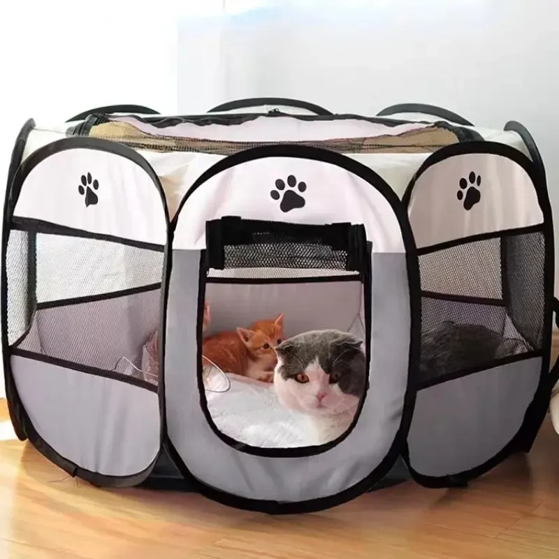 kf-Sb810bba0c48646d7b7b6a8db3eeb2009V Portable Foldable Pet Tent Kennel Octagonal Fence Puppy Shelter Easy To Use Outdoor Easy Operation Large Dog Cages Cat Fences - Image 1