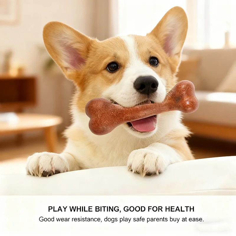 kf-Sb9a819ec8ba1496983ec8a1dfe138855t Beef Bacon Flavor Dog Chew Toy Realistic Bone Shape Tough Indestructible Pet Molar Toy Teeth Cleaning Care Durable For Chewing - Image 1