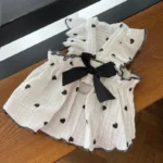 Dog Summer Clothes Heart Print Bow Dress for Chi Summhuahua Puppy Sweet Skirt Cotton Dress for Girl Dog Cat Princess Pet Costume - Image 3