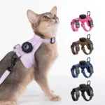 Cat Harness and Leash Set Escape-Proof Reflective Cat Vest with AirTag Holder Lightweight Adjustable Harness for Walking Outdoor - Image 3