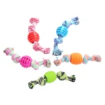 Pet dog toy Cotton rope double knot ball Bite resistant tooth cleaning toy ball pet supplies - Image 3