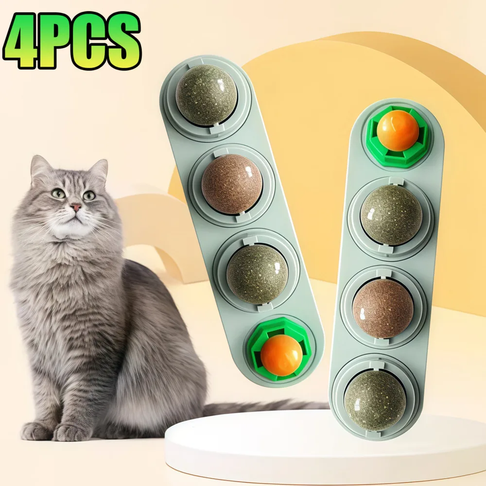 kf-Sbc1578e365224b4ab369f47d90efaca2F Natural Catnip Toys Silvervine Balls Teeth Cleaning Dental Wall Treats Extra Cat Energy Ball Edible Cat Lick Healthy Kitten Chew - Image 1