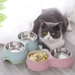Double Pet Bowls Dog Food Water Feeder Stainless Steel Pet Drinking Dish Feeder Cat Puppy Feeding Supplies Small Dog Accessories - Image 2