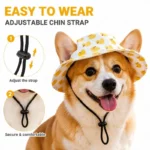 Adjustable Dog/Cat Hat with Ear Holes Cute Print Cap for Puppies Small Breeds Cats Sun Cap for Pet Outdoor Walking Pet Supplies - Image 2
