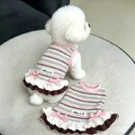 Lace Dog Dress Spring/Summer Thin Dog Clothes Rainbow Stripes Bichon Frise Strap Teddy Breathable Skirt - Image 4