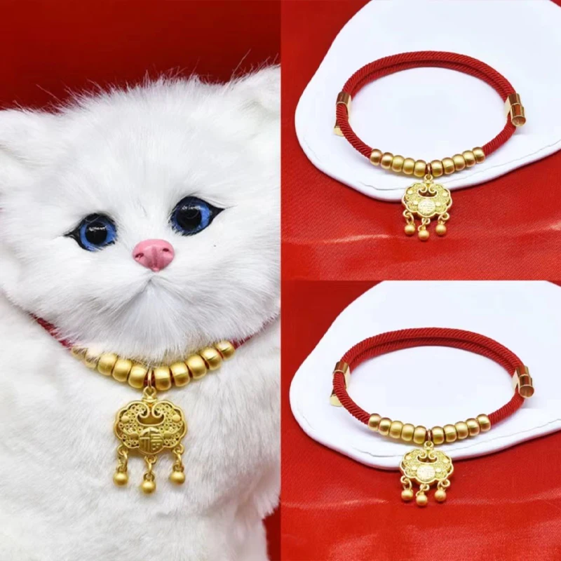 kf-Sbf15ce0e00994b05bc2a8393b06536d6u New Design Classic Adjustable Red String Cats Collar Pet collars safety locks cat collars dog necklaces accessories - Image 1