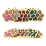 Personalized Collar Pet ID Tag Custom Free Engraved Cat Dog Puppy Name Necklace Gold Paw Glitter Pendant Pet Accessories 3CM - Image 2