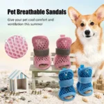 4Pcs Cute Mesh Dog Shoes Soft-sole Non-slip Cooling Dog Boots Elastic Strap Wear-resistant Dog Foot Cover For Small Medium Pets