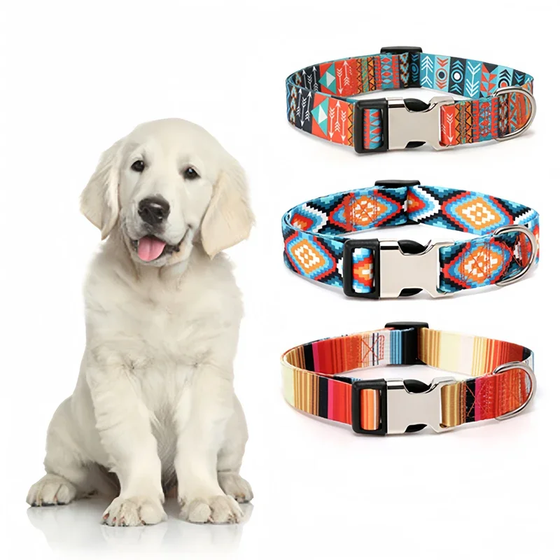 kf-Sc1bb6342014b4a9db540272533bfb61fg Forest Pattern Collar Pet Accessories Pet Stripes Polyester National Wind Dog Rope Adjustable Nylon Dog Collar Personalized - Image 1