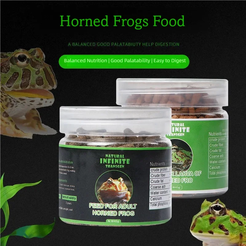 kf-Sc1ddc9b50e6a45f78cdfa9e028bc1e10l Horned Frog Feed Crawling Amphibian Pet Pellet Feed High Protein Food For Horned Frog Tree Frog Bullfrog Larva & Adult - Image 1