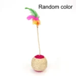 1PC Pet Cat Toy Colorful Feather Blanket Ball Grinding Claw Interactive Play Ball Cat Toy Sisal Shuttlecock Ball - Image 3