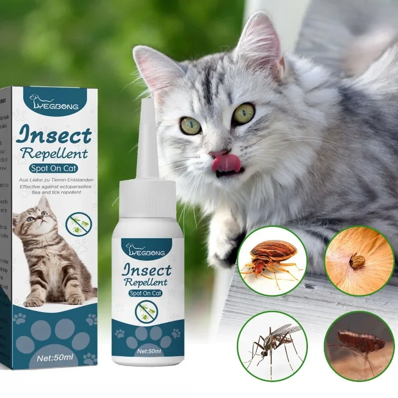 kf-Sc2eea72b24d8453782d79fdefd66eb21E 50ml Pet Anti Flea Tick Agent for Cats, Dogs, and Dogs. Extracorporeal Deworming Skin Cleaning Agent for Lice, Ticks, and Ticks - Image 1