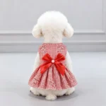 Kawaii Vertical Striped Summer Pet Clothes Soft with Bow Pet Dog Skirt Elastic Thin Dog Princess Dress