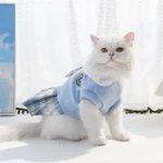 College Style Dog Dress for Small Dogs, Plaid Skirt, Pink,Blue,Green, Spring Dog Clothes, Cat, Chihuahua, XL - Image 3