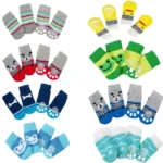 4Pcs Pet Cat Dog Floor Anti-slip Socks Autumn Winter Warm Soft Wool Socks Pet Kitten Puppy Anti-freeze Feet Paw Protector Socks - Image 2