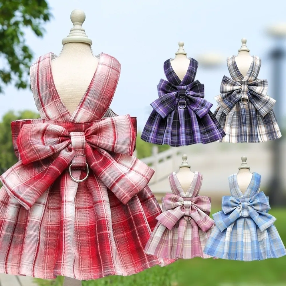 kf-Sc3baba5cce704a37acc2b5bce5b9eab9j Fashion Adjustable Dog Dress Set Mesh Breathable Sweet Dog Harness with Traction Rope Comfortable Pet Clothes Spring Summer - Image 1