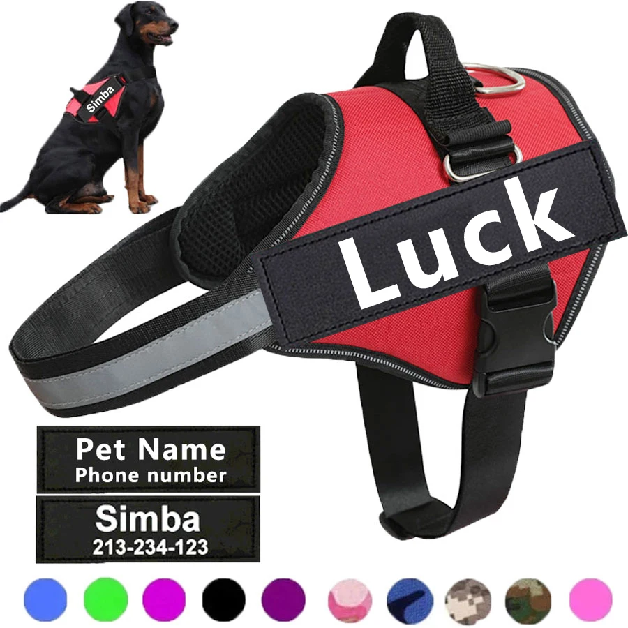 kf-Sc42d41df2d604ca1a76cf7dc8aa748adb Dog Harness NO PULL Reflective Breathable Adjustable Pet Harness For Dog Vest ID Custom Patch Outdoor Walking Dog Supplies - Image 1