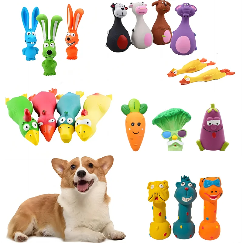 kf-Sc4636c6c89f344e58e9820ce0a914f75f Squeaky Dog Rubber Toys Bite Resistant Dog Latex Chew Toy Animal Shape Puppy Sound Toy Pet Supplies For Small Medium Large Dog - Image 1