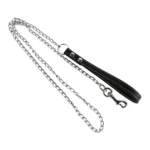 Heavy Duty Metal Chain Dog Lead With Leather Handle Long Strong Control Leash Outdoor Pet Traction Rope Anti Bite Chain Supplies - Image 3