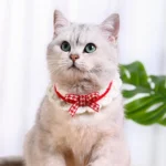 Cute Pet Cat Saliva Towel Hand-knitted Adjustable Kitten Cat Puppy Bow-knot Collar Pet Cat Decorative Collar Kitten Accessories - Image 2